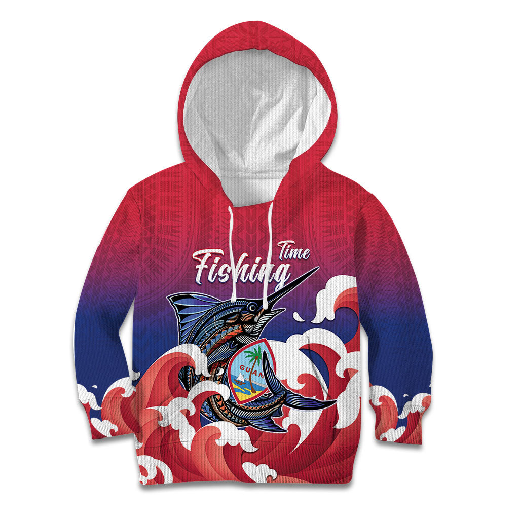 Guam Blue Marlin Fishing Kid Hoodie Polynesian Style LT05 Hoodie Red - Polynesian Pride