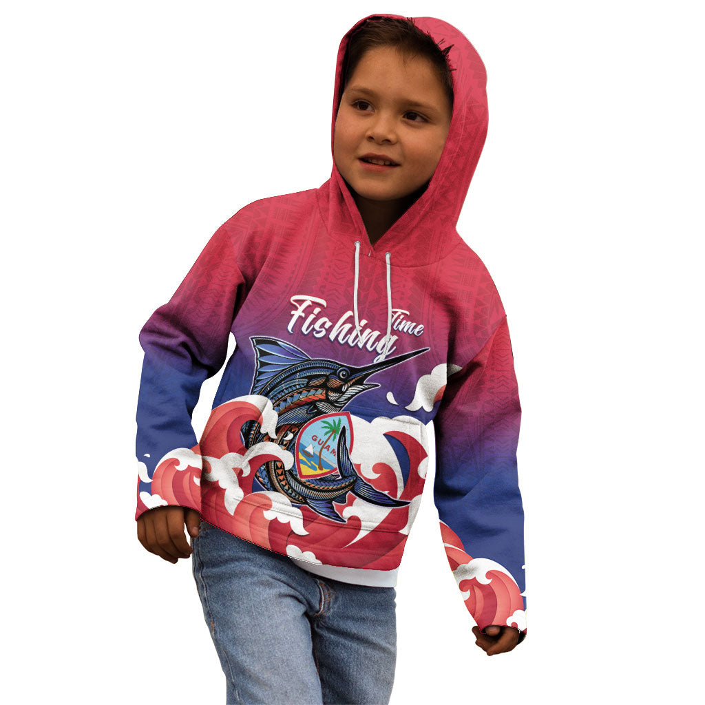 Guam Blue Marlin Fishing Kid Hoodie Polynesian Style LT05 - Polynesian Pride
