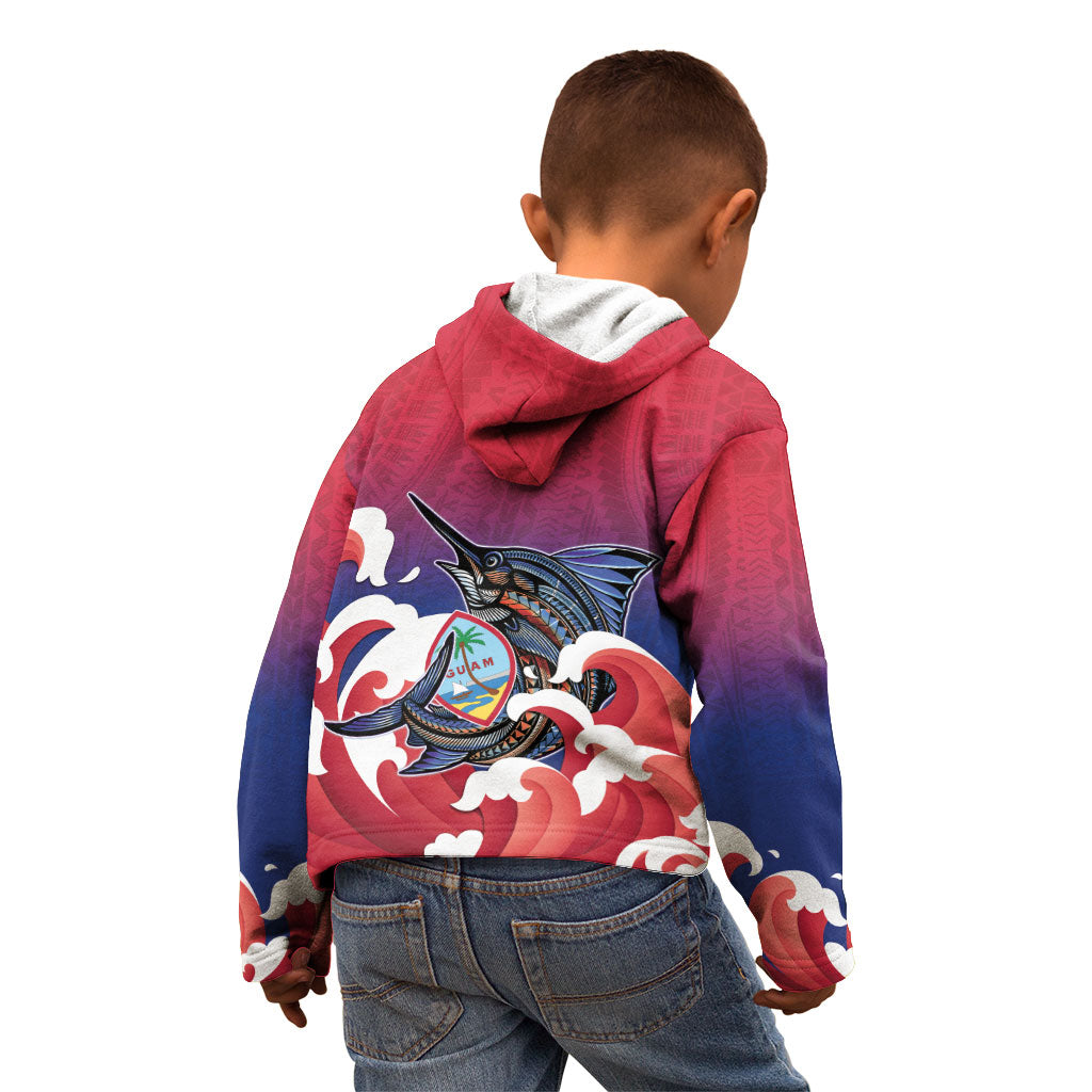 Guam Blue Marlin Fishing Kid Hoodie Polynesian Style LT05 - Polynesian Pride