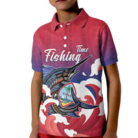Guam Blue Marlin Fishing Kid Polo Shirt Polynesian Style LT05 Kid Red - Polynesian Pride