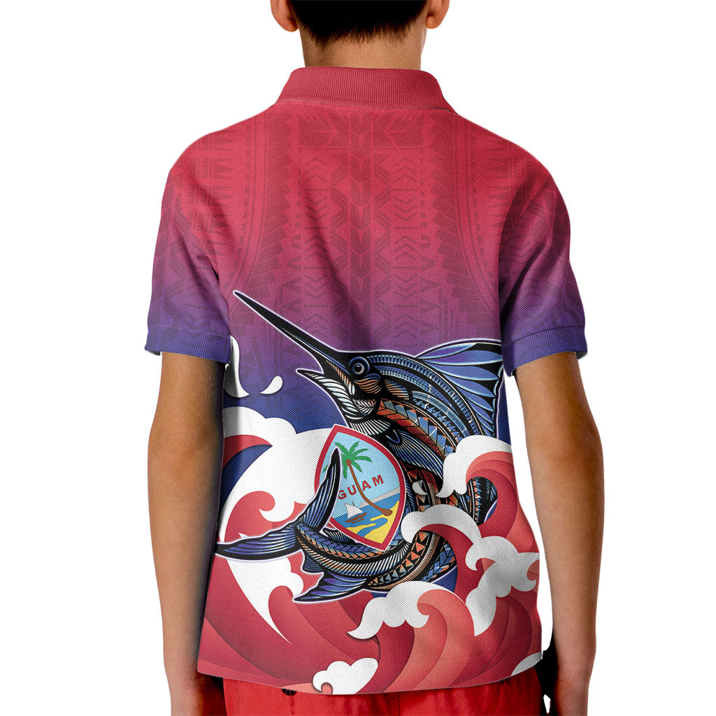 Guam Blue Marlin Fishing Kid Polo Shirt Polynesian Style LT05 - Polynesian Pride