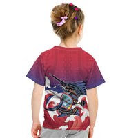 Guam Blue Marlin Fishing Kid T Shirt Polynesian Style LT05 - Polynesian Pride