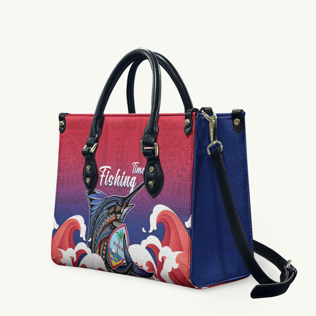 Guam Blue Marlin Fishing Leather Bag Polynesian Style