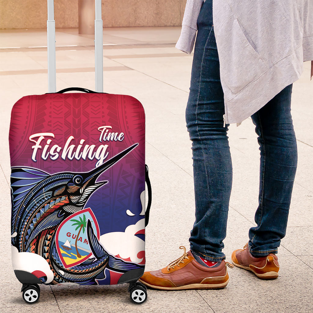 Guam Blue Marlin Fishing Luggage Cover Polynesian Style LT05 Red - Polynesian Pride