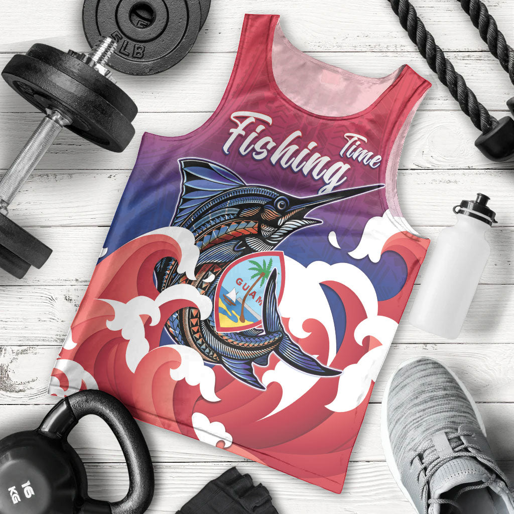 Guam Blue Marlin Fishing Men Tank Top Polynesian Style