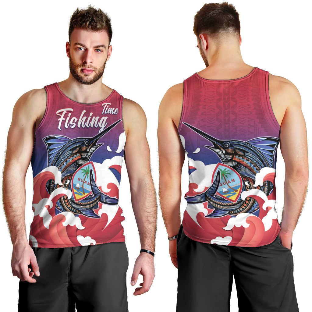 Guam Blue Marlin Fishing Men Tank Top Polynesian Style