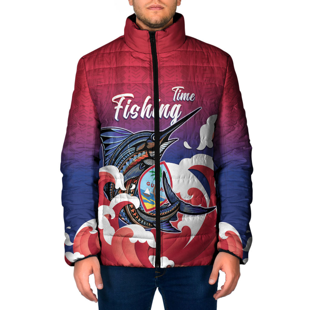 Guam Blue Marlin Fishing Padded Jacket Polynesian Style LT05 Men Red - Polynesian Pride
