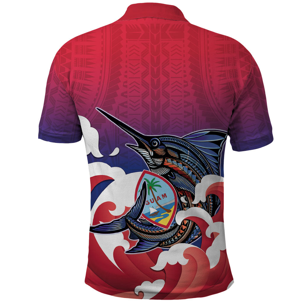 Guam Blue Marlin Fishing Polo Shirt Polynesian Style