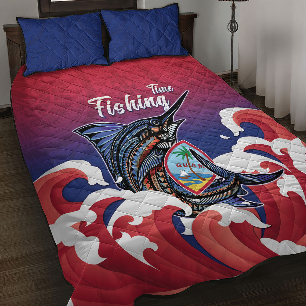 Guam Blue Marlin Fishing Quilt Bed Set Polynesian Style