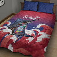 Guam Blue Marlin Fishing Quilt Bed Set Polynesian Style