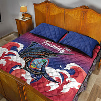 Guam Blue Marlin Fishing Quilt Bed Set Polynesian Style