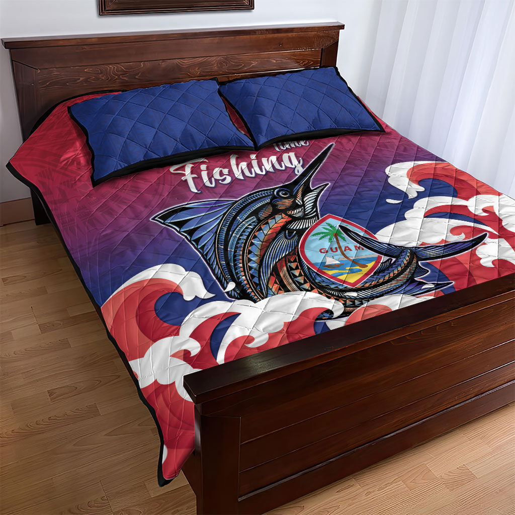Guam Blue Marlin Fishing Quilt Bed Set Polynesian Style