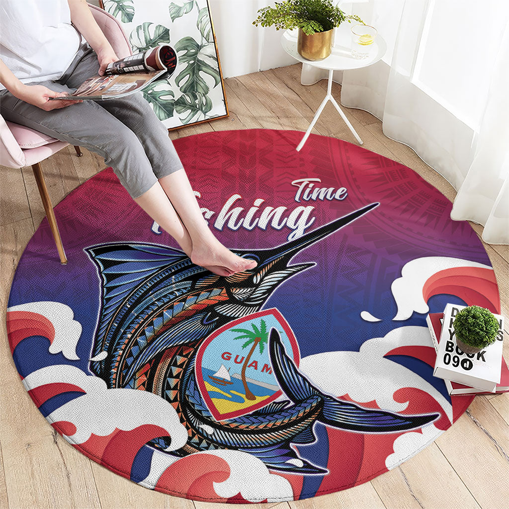 Guam Blue Marlin Fishing Round Carpet Polynesian Style LT05 - Polynesian Pride