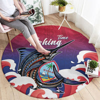 Guam Blue Marlin Fishing Round Carpet Polynesian Style LT05 - Polynesian Pride
