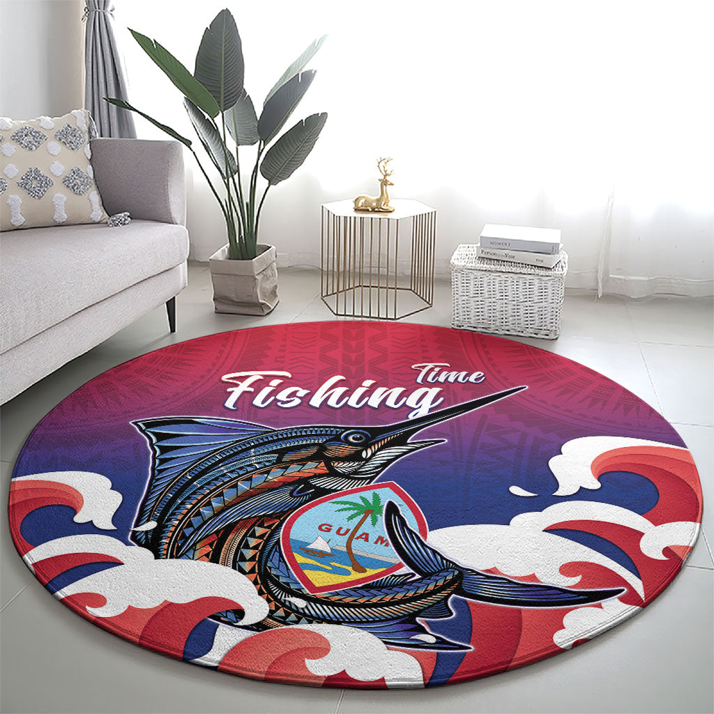 Guam Blue Marlin Fishing Round Carpet Polynesian Style LT05 - Polynesian Pride