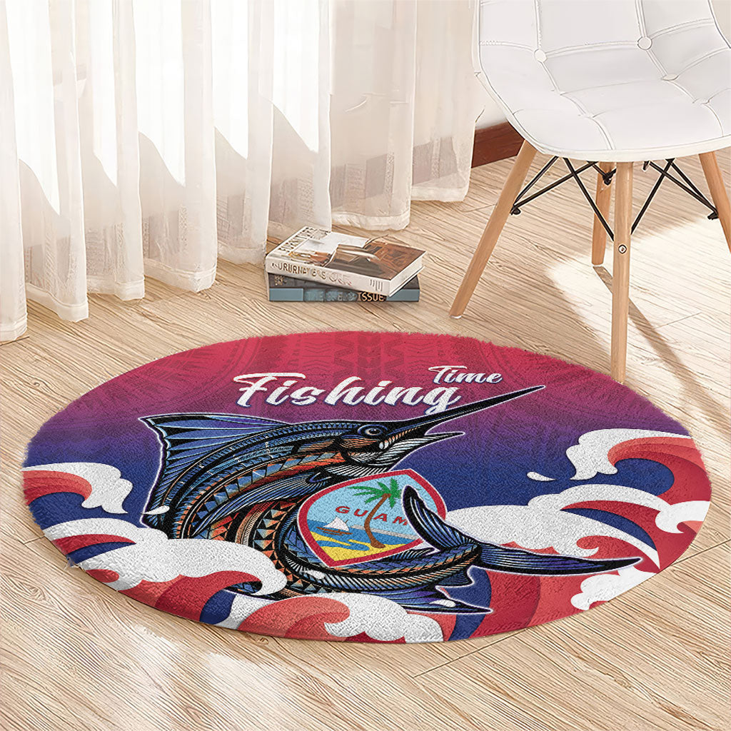 Guam Blue Marlin Fishing Round Carpet Polynesian Style LT05 - Polynesian Pride