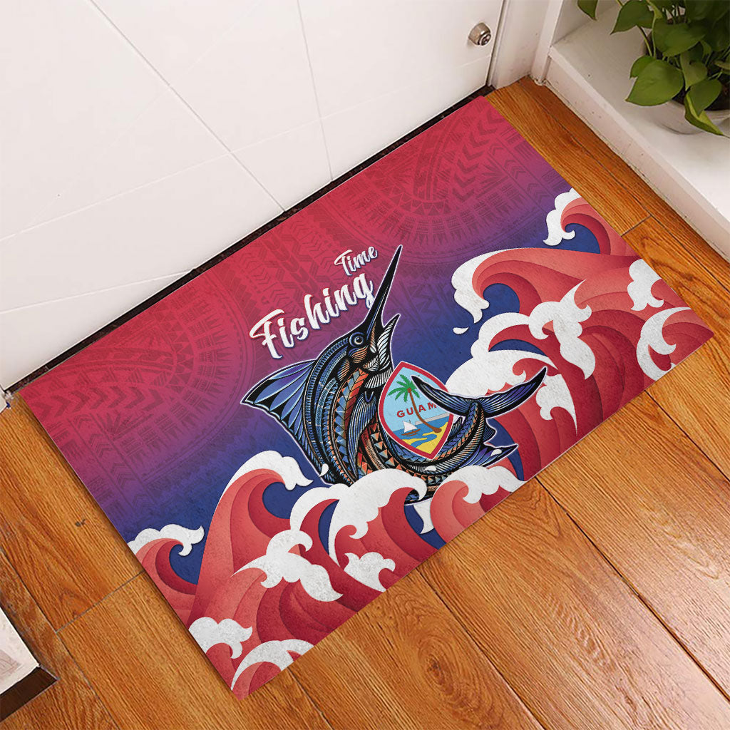 Guam Blue Marlin Fishing Rubber Doormat Polynesian Style LT05 - Polynesian Pride