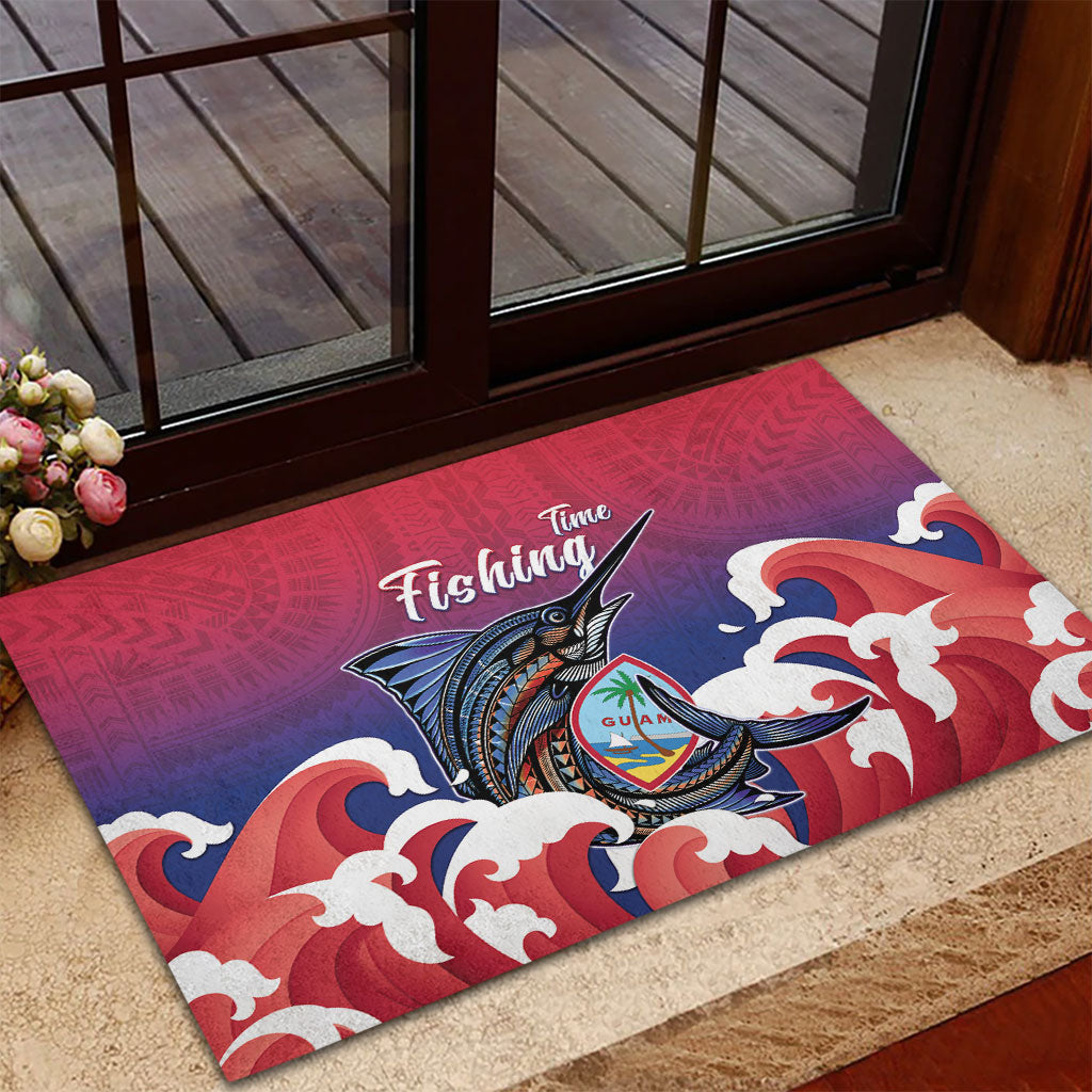 Guam Blue Marlin Fishing Rubber Doormat Polynesian Style LT05 - Polynesian Pride