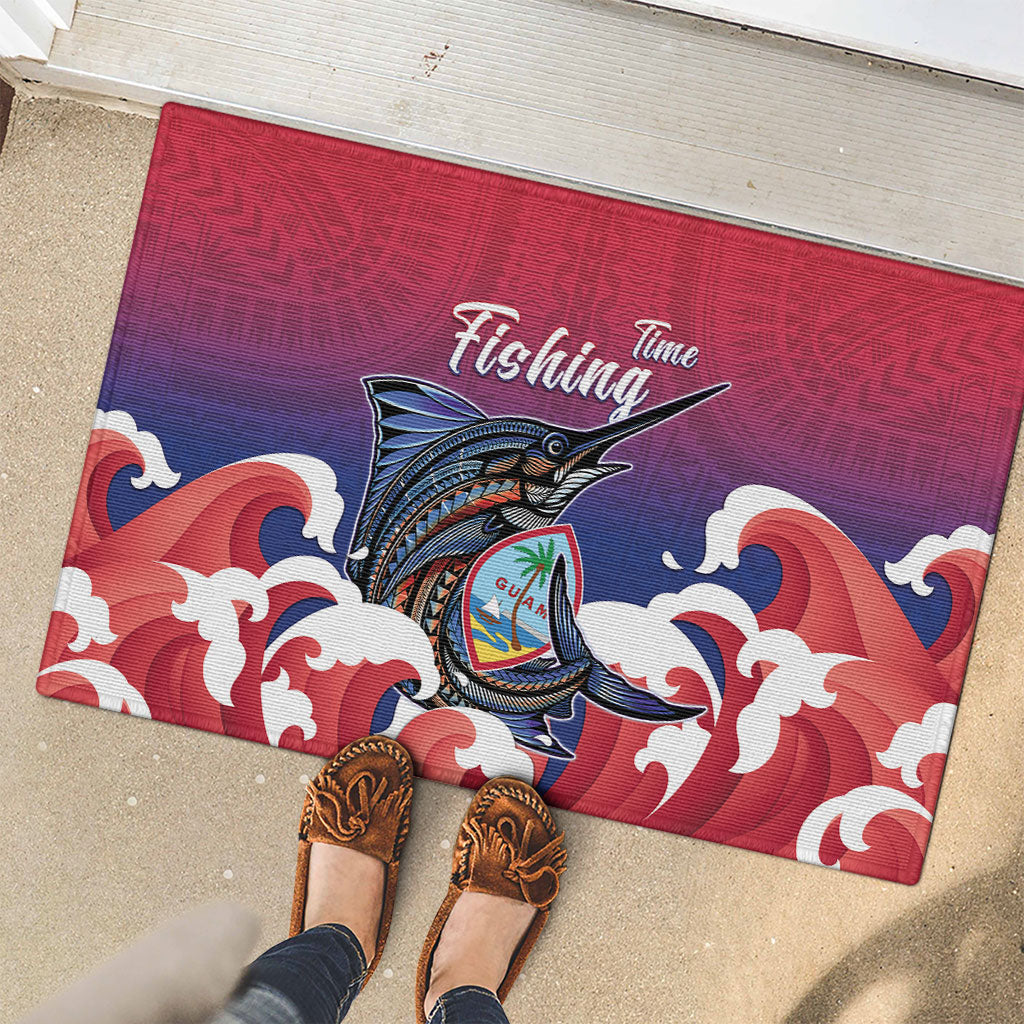 Guam Blue Marlin Fishing Rubber Doormat Polynesian Style LT05 - Polynesian Pride
