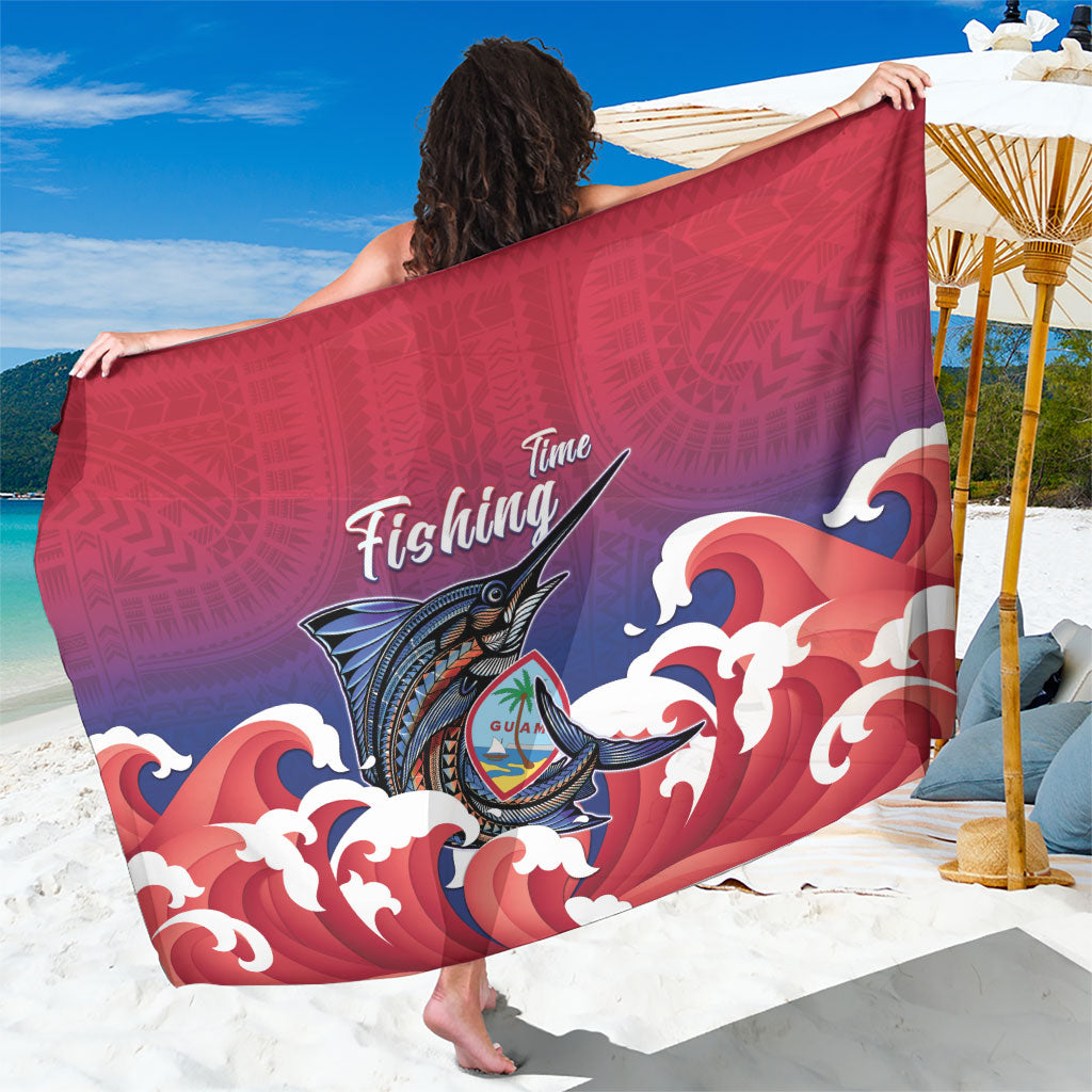 Guam Blue Marlin Fishing Sarong Polynesian Style LT05 One Size 44 x 66 inches Red - Polynesian Pride