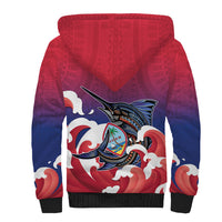Guam Blue Marlin Fishing Sherpa Hoodie Polynesian Style