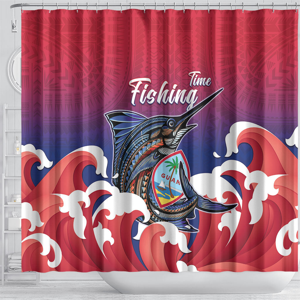 Guam Blue Marlin Fishing Shower Curtain Polynesian Style LT05 - Polynesian Pride