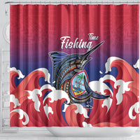 Guam Blue Marlin Fishing Shower Curtain Polynesian Style LT05 - Polynesian Pride