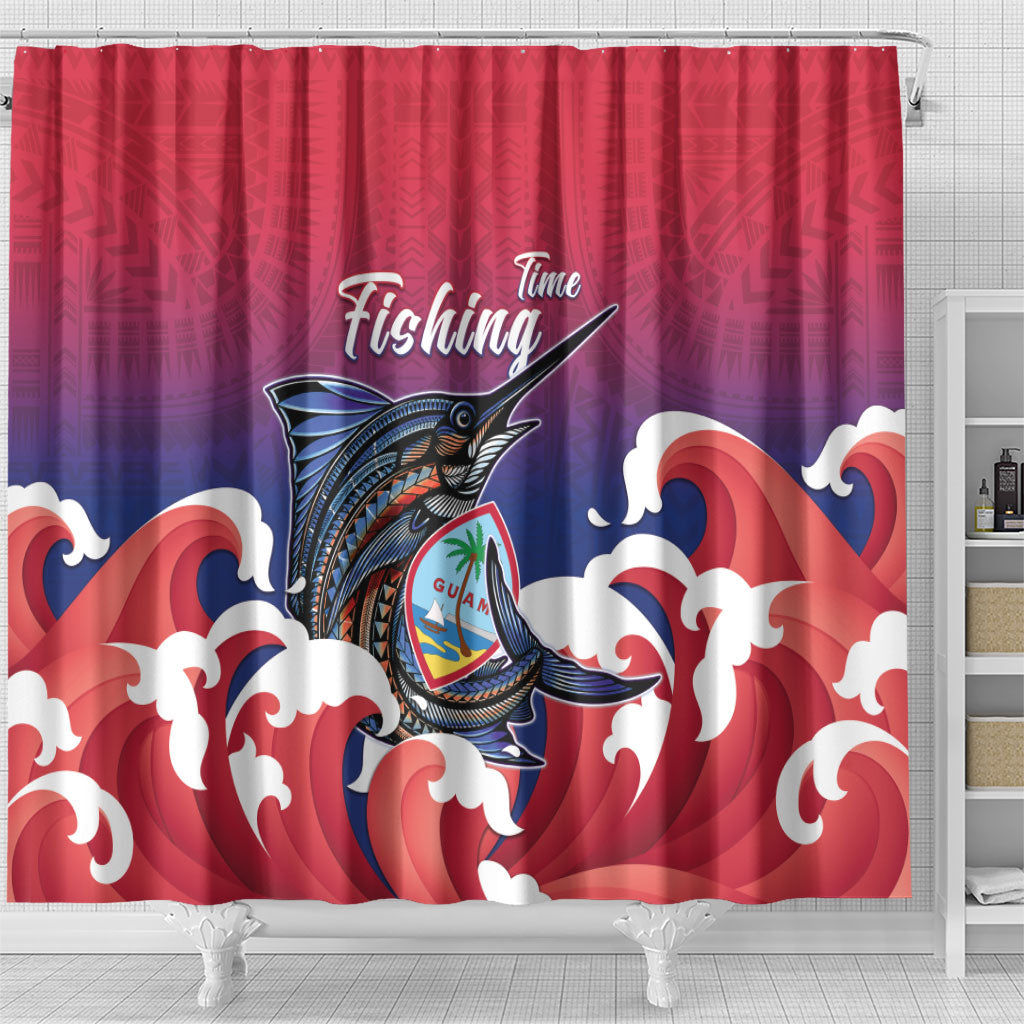 Guam Blue Marlin Fishing Shower Curtain Polynesian Style LT05 - Polynesian Pride