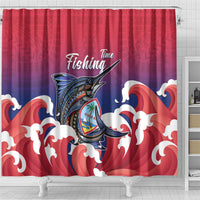 Guam Blue Marlin Fishing Shower Curtain Polynesian Style LT05 - Polynesian Pride