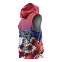 Guam Blue Marlin Fishing Sleeveless Hoodie Polynesian Style LT05 - Polynesian Pride