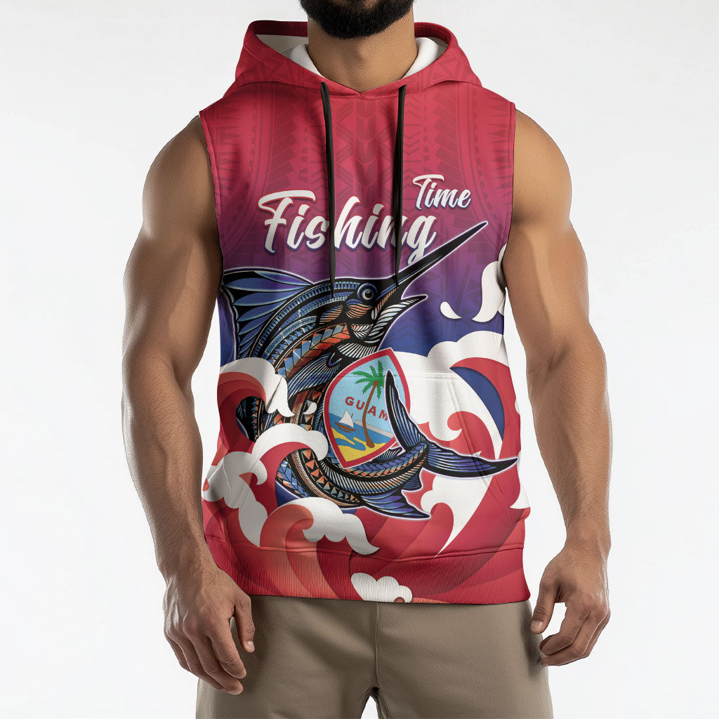 Guam Blue Marlin Fishing Sleeveless Hoodie Polynesian Style LT05 - Polynesian Pride