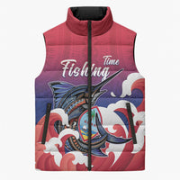 Guam Blue Marlin Fishing Sleeveless Puffer Jacket Polynesian Style LT05 Unisex Red - Polynesian Pride