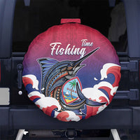 Guam Blue Marlin Fishing Spare Tire Cover Polynesian Style LT05 No hole Red - Polynesian Pride