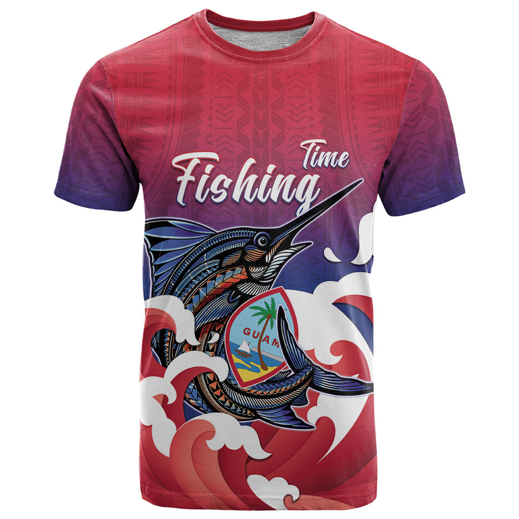 Guam Blue Marlin Fishing T Shirt Polynesian Style LT05 Red - Polynesian Pride