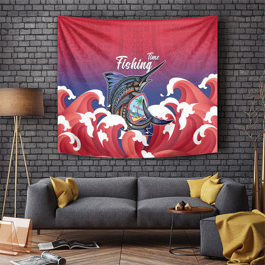 Guam Blue Marlin Fishing Tapestry Polynesian Style LT05 Red - Polynesian Pride
