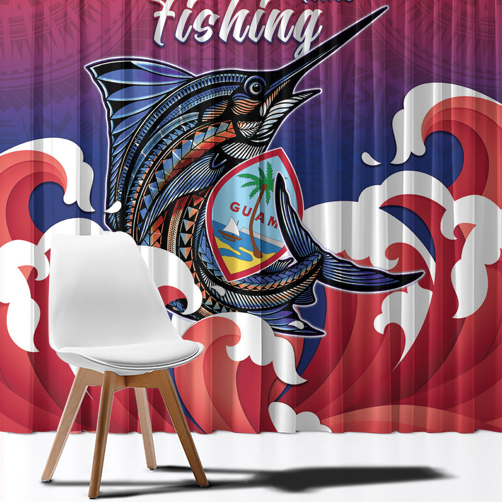 Guam Blue Marlin Fishing Window Curtain Polynesian Style LT05 - Polynesian Pride