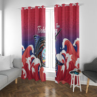 Guam Blue Marlin Fishing Window Curtain Polynesian Style LT05 With Grommets Red - Polynesian Pride