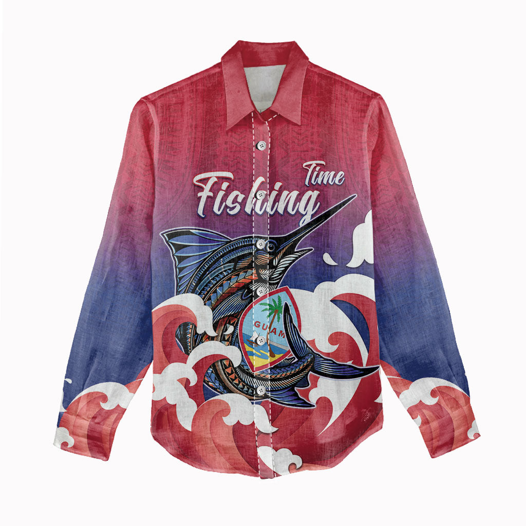 Guam Blue Marlin Fishing Women Casual Shirt Polynesian Style LT05 - Polynesian Pride