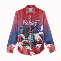 Guam Blue Marlin Fishing Women Casual Shirt Polynesian Style LT05 - Polynesian Pride