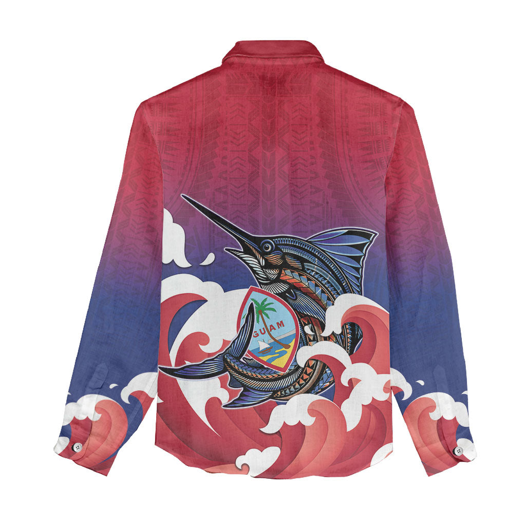 Guam Blue Marlin Fishing Women Casual Shirt Polynesian Style LT05 - Polynesian Pride