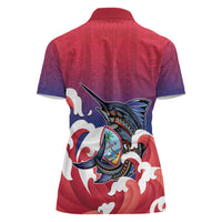 Guam Blue Marlin Fishing Women Polo Shirt Polynesian Style LT05 - Polynesian Pride