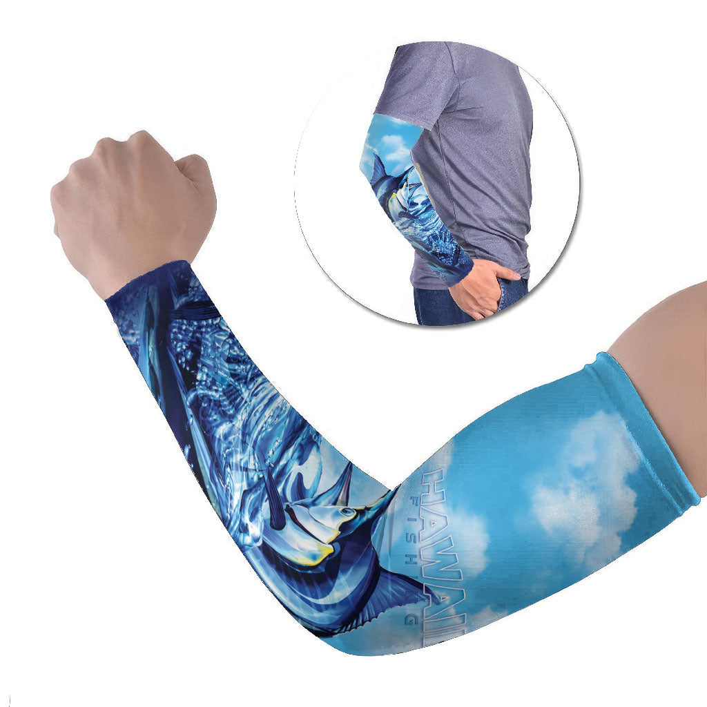 Hawaii Blue Marlin Fishing Arm Sleeves LT05 Set of 2 Blue - Polynesian Pride