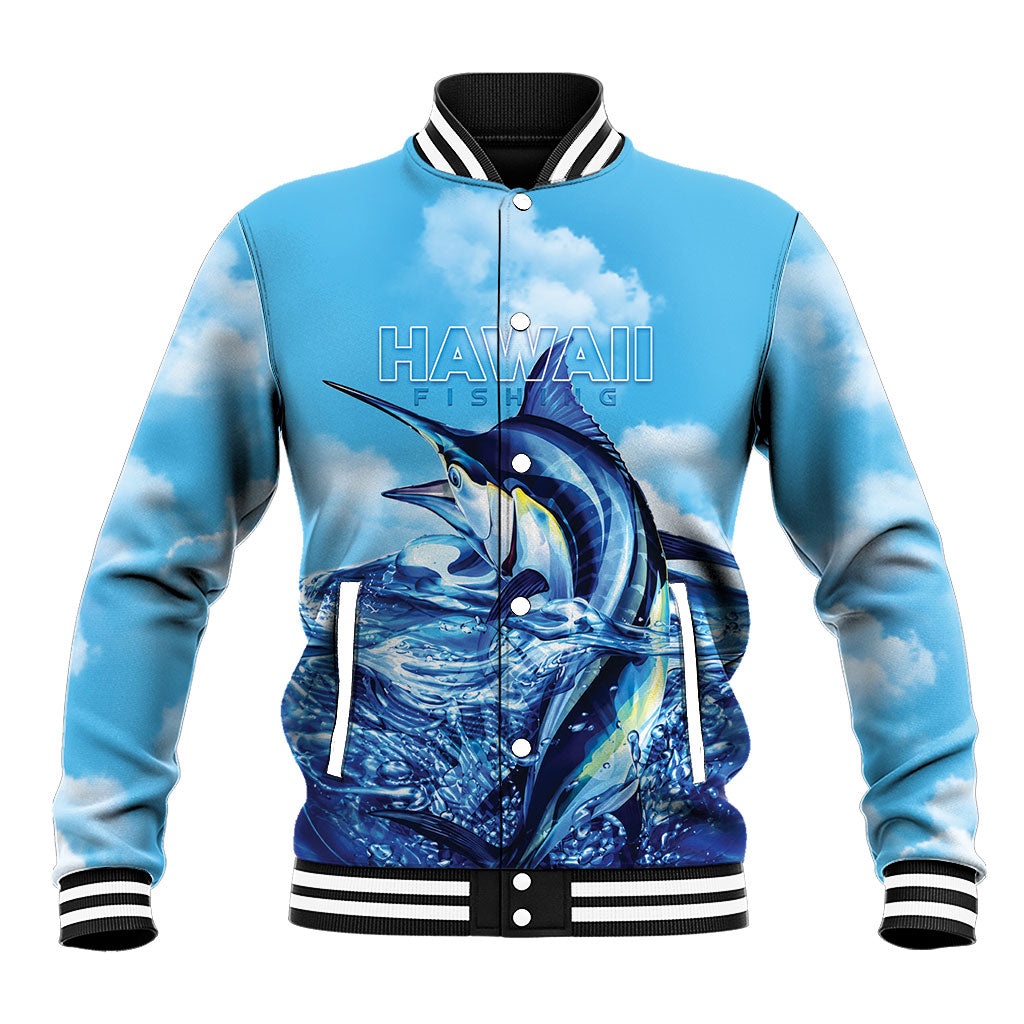 Hawaii Blue Marlin Fishing Baseball Jacket LT05 Unisex Blue - Polynesian Pride
