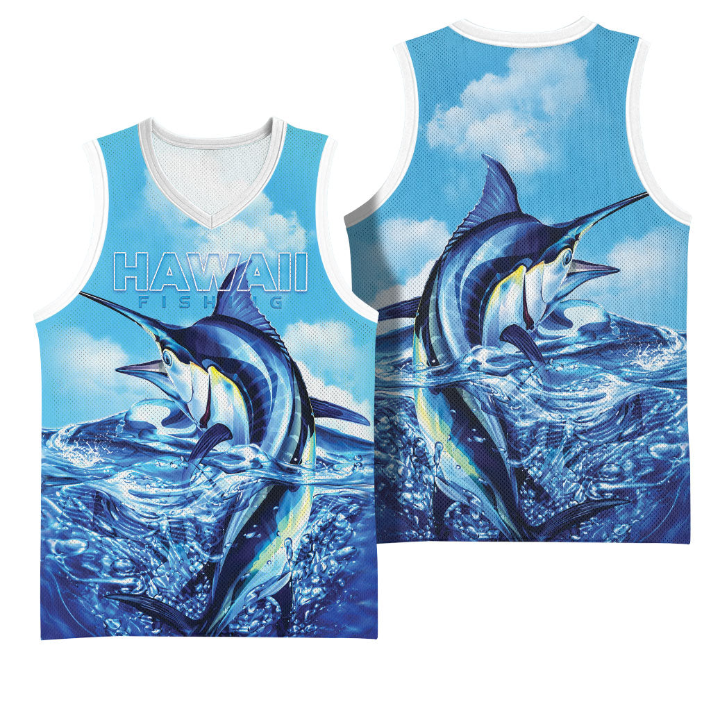 Hawaii Blue Marlin Fishing Basketball Jersey LT05 - Polynesian Pride