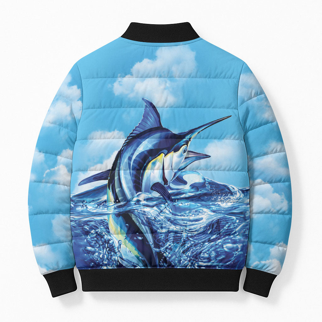 Hawaii Blue Marlin Fishing Bomber Puffer Jacket