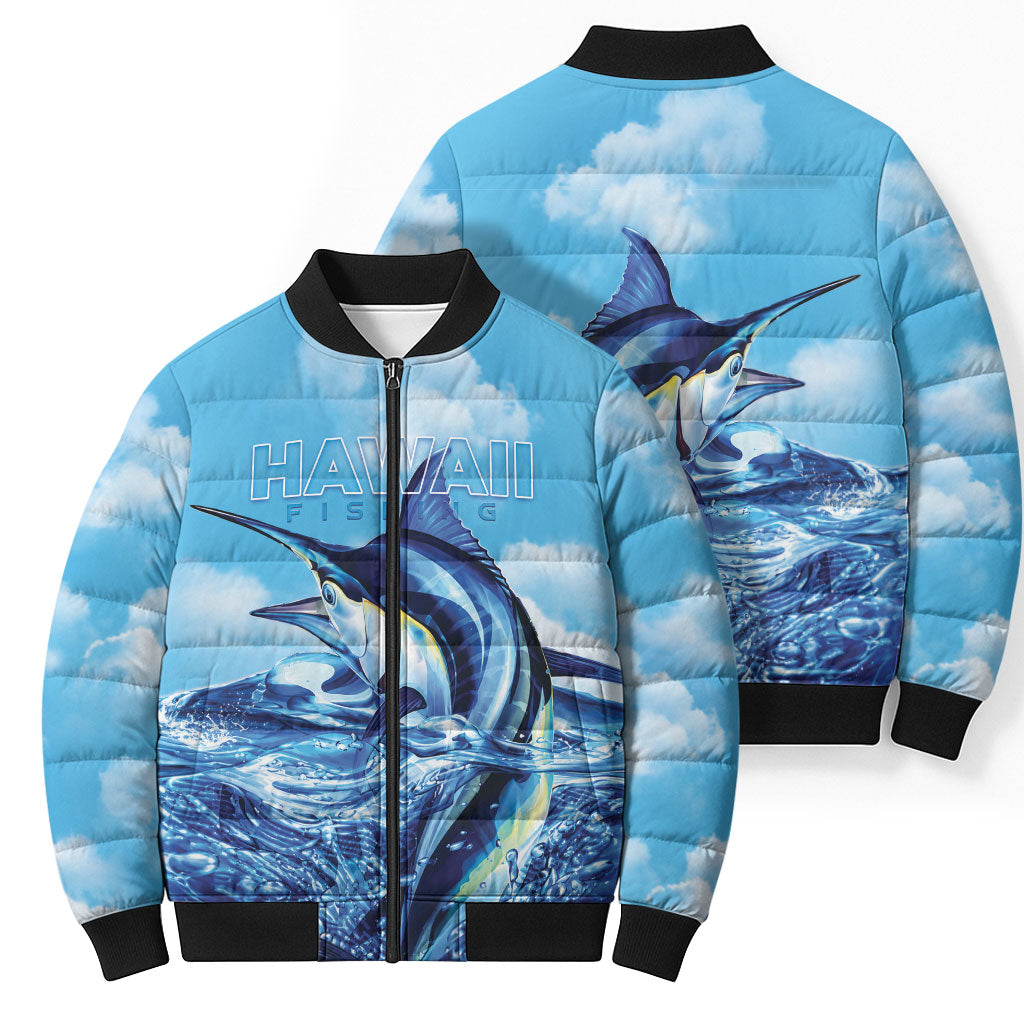 Hawaii Blue Marlin Fishing Bomber Puffer Jacket