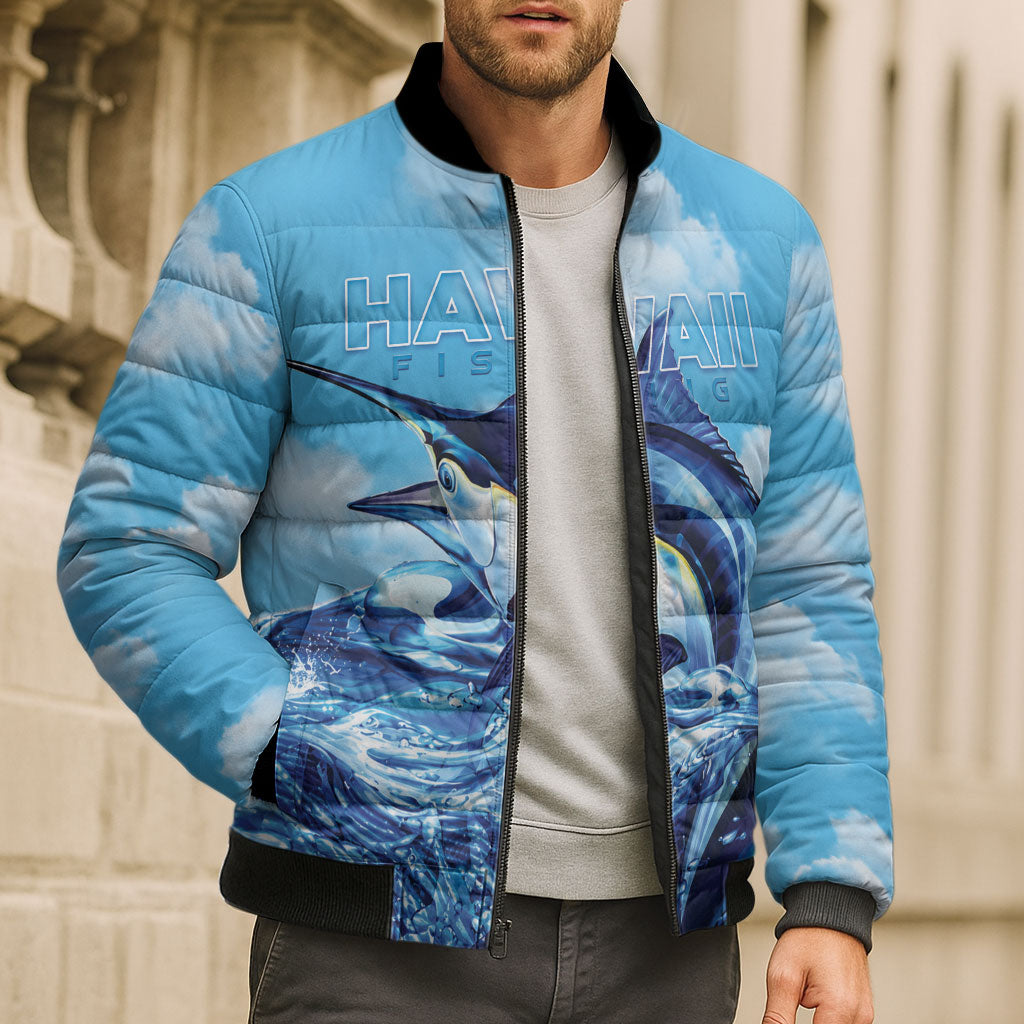 Hawaii Blue Marlin Fishing Bomber Puffer Jacket