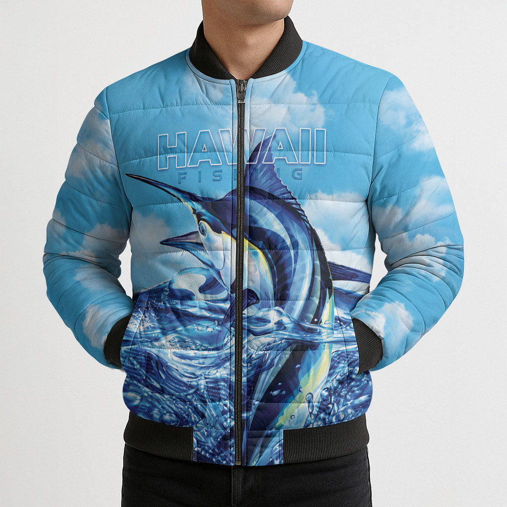 Hawaii Blue Marlin Fishing Bomber Puffer Jacket