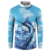 Hawaii Blue Marlin Fishing Button Sweatshirt LT05 Blue - Polynesian Pride