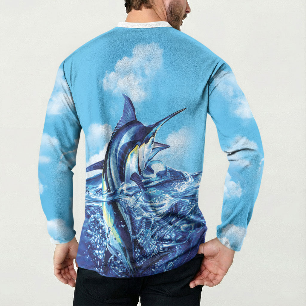 Hawaii Blue Marlin Fishing Button Sweatshirt LT05 - Polynesian Pride